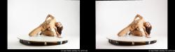 Nude Woman White Sitting poses - ALL Slim long brown Sitting poses - on knees 3D Stereoscopic poses Pinup
